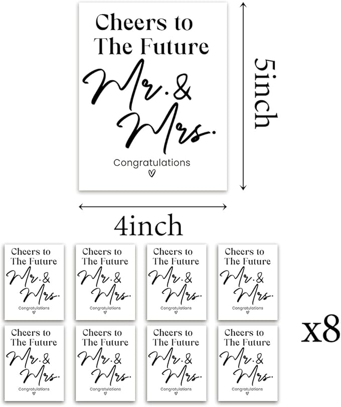 8 Pcs Mr and Mrs Wine Labels, Wedding Shower Gifts Wine Label, Bridal Shower Wedding Engagement Gifts, Mr and Mrs Wedding Gifts, Cheers to The Future Mr and Mrs Wine Bottle Stickers Labels