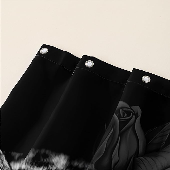 AILONEN Grey Leopard Shower Curtains for Women,Rose Leopard Bath Curtains Gifts for Lover,Polyester Waterproof for Bathroom with 12 Plastic Hooks 72" W*72" H Grey