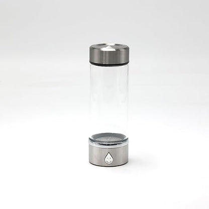 420-450 ml 2024 Glass Hydrogen Generator Water Bottle SPE PEM Technology Water Ionizer, Rechargeable Hydrogen Water Bottle, Hydrogen Rich Water Glass (Silver)