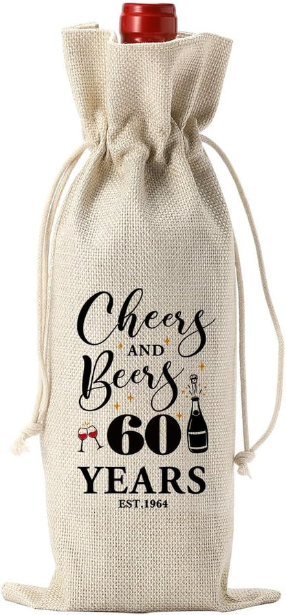 60th Birthday Decorations for Her Women Him, 60th Birthday Gifts for Her Wine Bag, 60 Years Old Birthday Wine Gifts Bag, Sixty Birthday Gifts for Women Her Sister Friends Wine Gift Bag