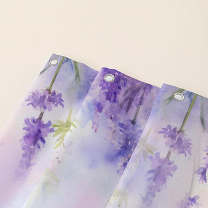 AILONEN Frog Shower Curtain, Tie Dye Lavender Flower Bath Curtain,Tie Dye Frog Bathroom Curtain Decor,Cute Frog Polyester Waterproof 72" W*84" H Shower Curtain (12 Hooks)