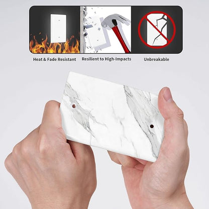 Marble Grey Wall Plate Decorative Light Switch Cover 1-Gang Single Blank Faceplate for Bathroom Kitchen Farmhouse Bedroom White