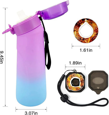 Air Water Bottle with Flavor Pods, 750ML Scent Water Cup with Flavor Pods Box，0% Sugar Fragrance Water Bottle Suitable for Outdoor Sports (Gradient Purple+1pods)