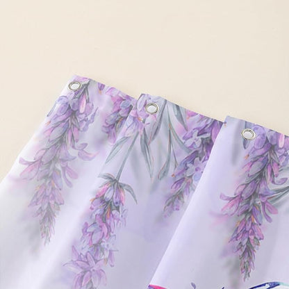 AILONEN Butterfly Shower Curtain for Bathroom, Purple Lavender Bath Curtain Decor,Flower Butterfly Waterproof Shower Curtain with 12 Plastic Hooks (Kids/Girls/Women/Teens) 72" W*72" H