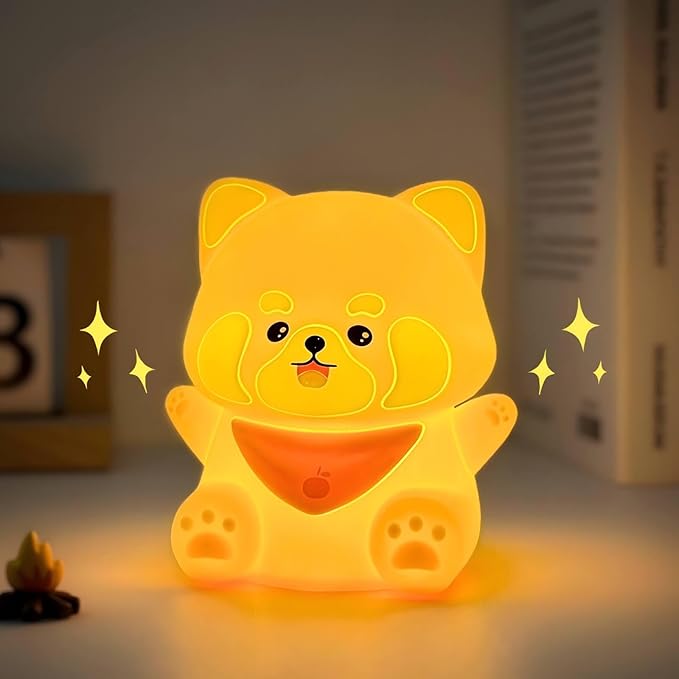 Red Panda Gift, Cute Red Panda Night Light for Kids, Squishy Silicone Lamp with Timer, Rechargeable Dimmable LED Portable Touch Baby Nursery Nightlight, Kawaii Room Decors, Christmas Gifts