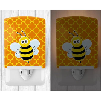 Caroline's Treasures BB8596CNL Bee on Quatrafoil Ceramic Night Light Compact, UL-Certified, Ideal for Bedroom, Bathroom, Nursery, Hallway, Kitchen, 6x4x3, Multicolor