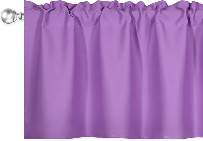 Light Purple Valance for Windows 60x18 Inch Solid Thermal Insulated Blackout Rod Pocket Kitchen Short Curtain Toppers Valance for Bathroom Living Room, Lilac Lavender