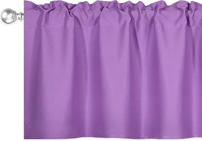 Light Purple Valance for Windows 60x18 Inch Solid Thermal Insulated Blackout Rod Pocket Kitchen Short Curtain Toppers Valance for Bathroom Living Room, Lilac Lavender