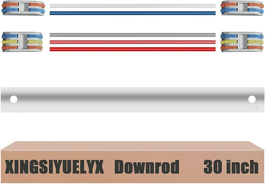 30" Ceiling Fan Downrod, 【1 Outside Diameter】 Matte White Extended Downrod, including 4 Wire Connectors and 5 Extension Wires (No Threads)