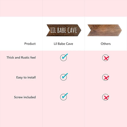 Lil Babe Cave Wall Sign - Little Babe Cave Decor for Playroom, Baby Girl Room Decor, Woodland Nursery Decor for Girls, Baby Girl Nursery Wall Decor, Toddler Girl Bedroom Decor, 14 * 10 inch