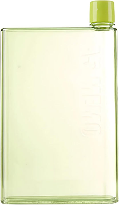 IUI Flat Water Bottle 14 oz, Leak Proof and Slim Reusable Flat Water Bottle, Portable Cute Water Bottle for Purse Pocket School Sports Travel Green