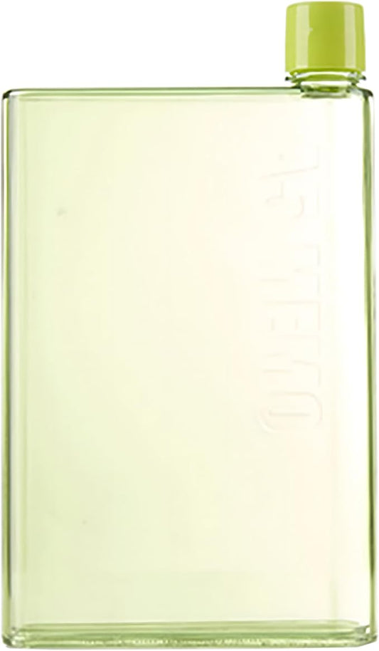 IUI Flat Water Bottle 14 oz, Leak Proof and Slim Reusable Flat Water Bottle, Portable Cute Water Bottle for Purse Pocket School Sports Travel Green