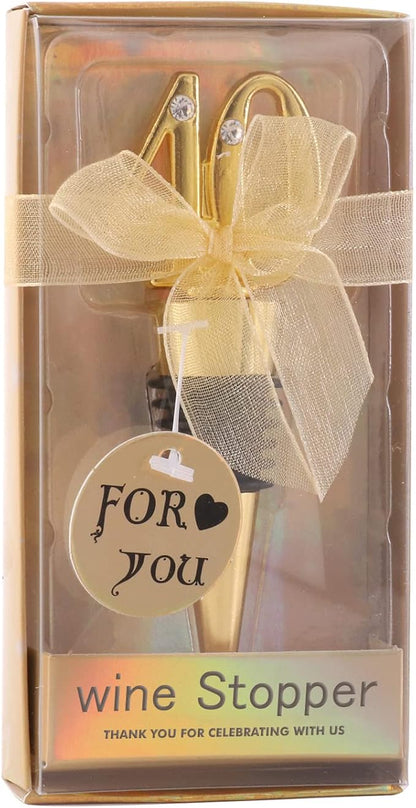 24-Pack 40 Wine Bottle Stopper for 40th Birthday Party Favors Decoration 40 years old Wine Stopper Fun Gift for Wine Lovers (Gold 40th)