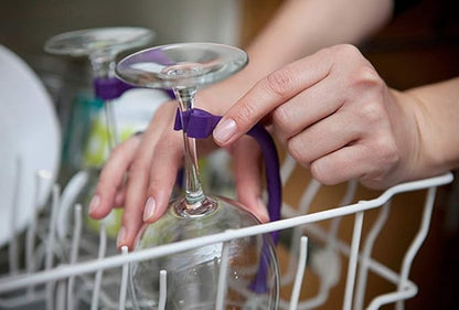 8 Pack Silicone Stemware Saver Flexible Stemware Holder Dishwasher Wine Glass Protector Tether Silicone Dishwasher Attachment Purple by PPX
