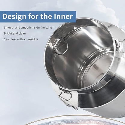 35 Liter Stainless Steel Milk Can 9.3 Gallon Milk Bucket Wine Pail Bucket Large Capacity Milk Can Tote Jug with Sealed Lid and Carry Handle