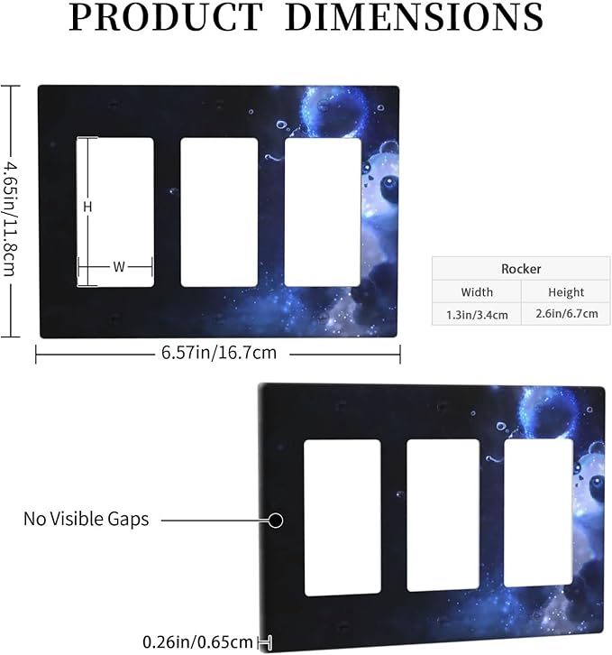 Cute Baby Panda Light Switch Cover Wall Plate Decorative 3 Gang Triple Rocker Covers Blue for Kitchens Living Room Bedrooms Farmhouses Bathrooms 4.65 x 6.57 in