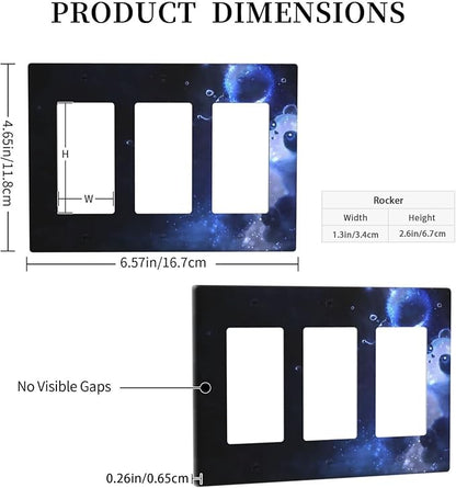 Cute Baby Panda Light Switch Cover Wall Plate Decorative 3 Gang Triple Rocker Covers Blue for Kitchens Living Room Bedrooms Farmhouses Bathrooms 4.65 x 6.57 in