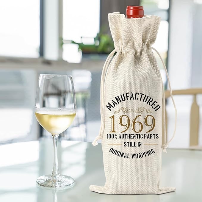55th Birthday Decorations for Women Men, 55th Birthday Gift for Women, 55 Years Old Gift Ideas for Him Her Friends Dad Mom, Happy 1969 Anniversary Decorations Wine Bag, Wine Gifts Wine Gift Bag