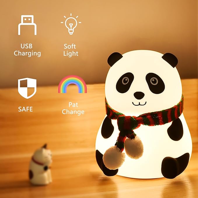 Panda Silicone Nursery Night Light Night Light for Kids, Panda Gifts, Cute LED Lamps for Teen Girls Bedroom,Bedroom Decorations Gifts for Toddlers,Kawaii Room Decor