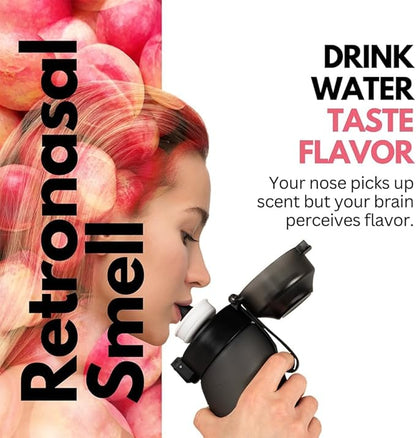 KeemoSellz Air Water Bottle, Fruit Flavoured Water Bottle with 3 Flavour Pods – BPA Free, 0 Sugar 0 Calorie for Kids, Gym And Outdoor Activities (Black)