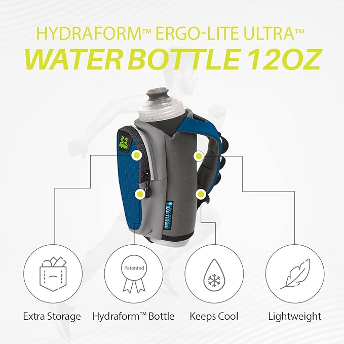 Amphipod Hydraform Ergo-Lite Ultra 20 oz. Handheld Water Bottle, BPA-Free Hydration/Fuel Bottle, Endurance Runners & Walking