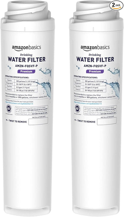 Amazon Basics Replacement GE FQSVF Drinking Water System Filter, 2-Pack, Premium Filtration