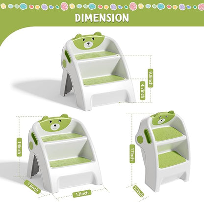 Toddler Step Stool for Bathroom Sink and Potty Training Durable Anti-Slip,Anti-Tip A-Frame,10-Second Assembly, 2-Step Potty Stool with Wide Steps,CPC Certified for Safe and Kids Easy Hand Washing