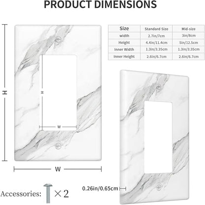 Marble Grey Wall Plate Decorative Light Switch Cover 1-Gang Single Rocker Faceplate fo Bathroom Farmhouser Kitchen Bedroom White