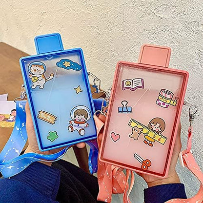 Blue Lightning Travel Water Bottle with Straw Birthday Gift Cup Picnic Cup Ice Travel Mug with Strap (lightning blue, 450 ml)