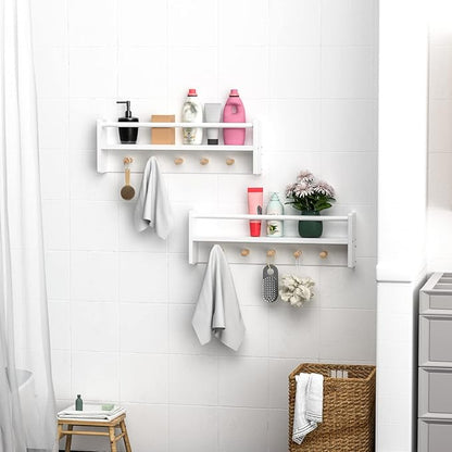 Nursery Floating Shelves for Kids Room, Set of 3 Wall Book Shelves for Kitchen Living Room, Book Shelf Wall Mounted for Baby Kids Bedoom Bathroom (White, 24inch Set 2)