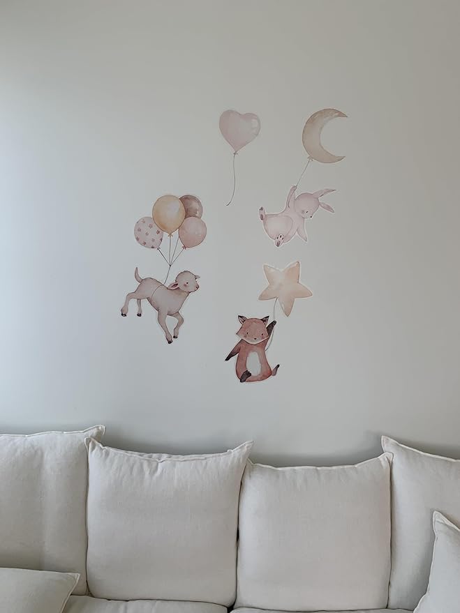 Removable Balloon Wall Decals, Balloon, Animals Baby Room Wall Stickers, Balloon and Animal Stickers for Kids, Bedroom, Playroom, Bathroom Decor