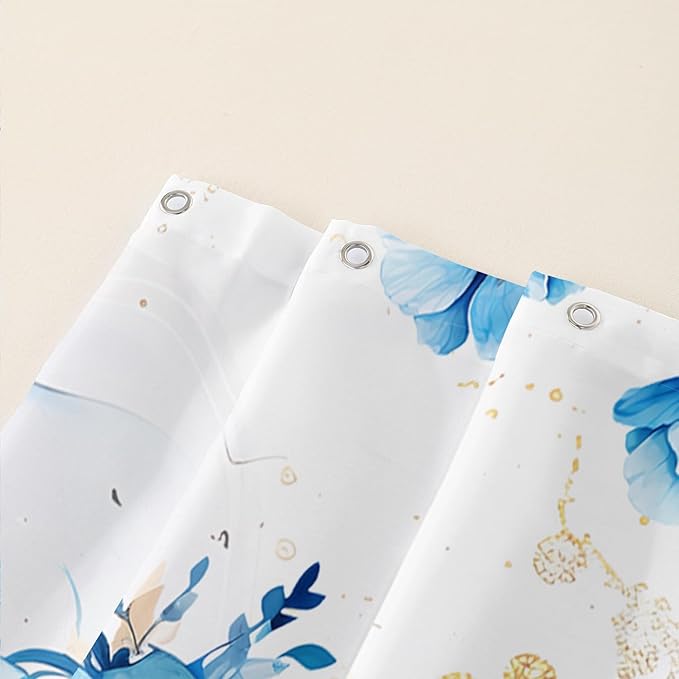 AILONEN Sugar Skull Blue Shower Curtain, Watercolor Floral Skull Octopus Printed Bath Curtain,Bathroom Waterproof Shower Curtain for Boys Girls 72" W x 96" H,with 12 Plastic Hooks