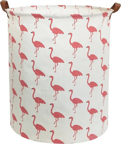 Pink Laundry Hamper,Kids Laundry Basket,Girls Hamper for Girls Room Decor,Nursery Hamper,Toy Bins,Bedroom. (Flamingo)
