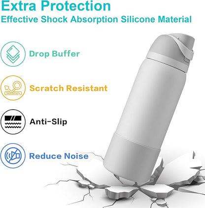 2PCS Silicone Water Bottle Boot for Owala 24oz 32oz 40oz, Protective Bottom Bumper Anti-Slip Sleeve for FreeSip, Twist, and Flip Stainless Steel Bottles, Dishwasher Safe and BPA Free