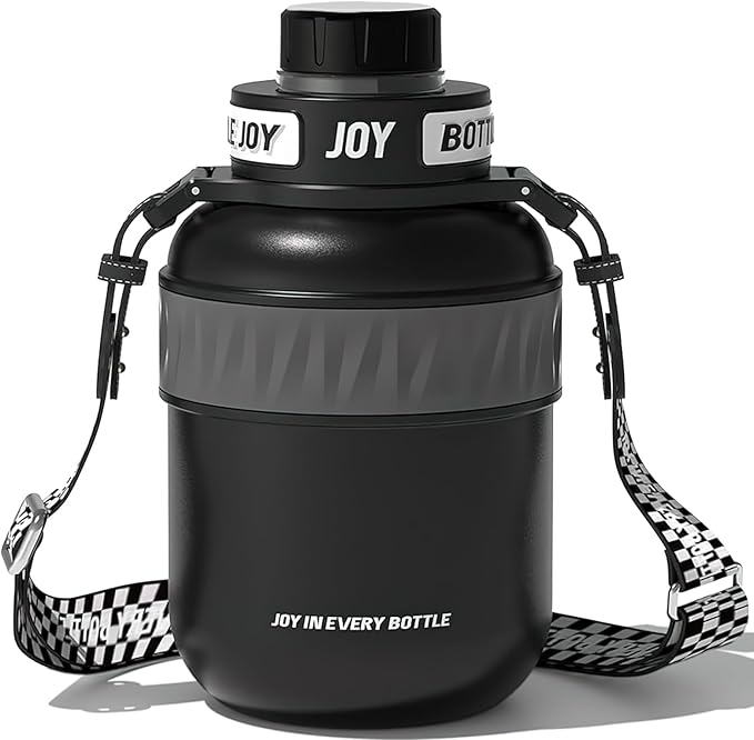 Stainless-Steel Water Bottle: Leakproof Lid, Perfect Sip, Double Insulated, Eco-Friendly, Dishwasher Safe & Stylish Strap (Javan Rhinos, 32 oz)