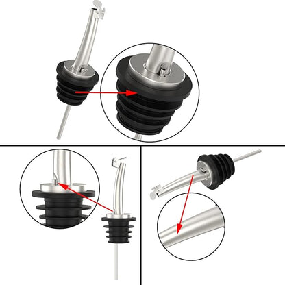 Axe Sickle 6 Pcs Oil Spout Liquor Bottle Pourer Spouts Stainless Steel Speed Pour Spouts for Olive Oil Dispenser Spout for About 3/4" Bottle Mouth, with Flip Top