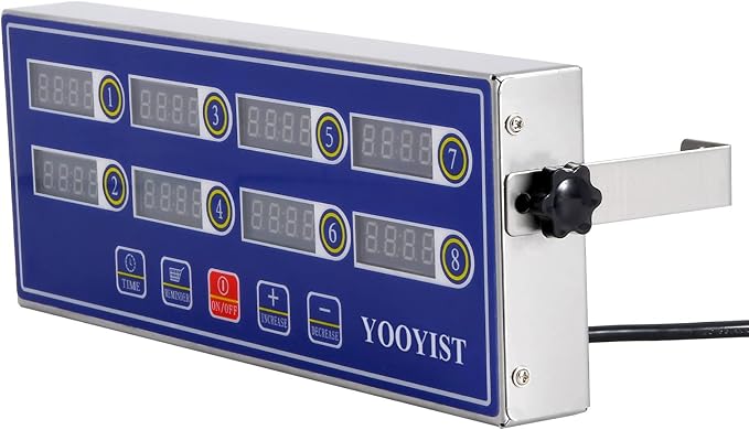 Professional Commercial 8 Channel Multiple Kitchen Timers Digital Calculagraph Programmable Loud for Restaurant Food Fryer Baking Cooking Stainless Steel Heavy Duty