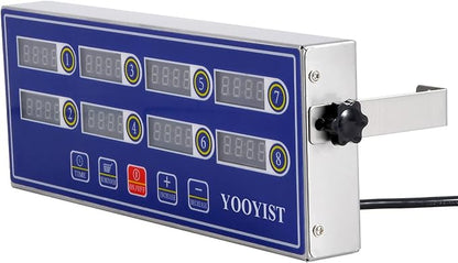 Professional Commercial 8 Channel Multiple Kitchen Timers Digital Calculagraph Programmable Loud for Restaurant Food Fryer Baking Cooking Stainless Steel Heavy Duty