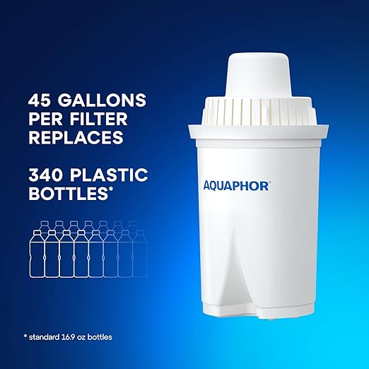 AQUAPHOR Ideal 7-Cup Water Filter Pitcher - Grey with 3 x B15 Filters - Fits in The Fridge Door - Reduces Limescale and Chlorine - Ideal for Seven Cups