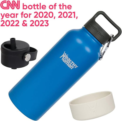 32oz Healthy Human Bottle Bundle with Insulated Bottle, Straw Lid & Bumper Boot - 32oz Bahama Blue