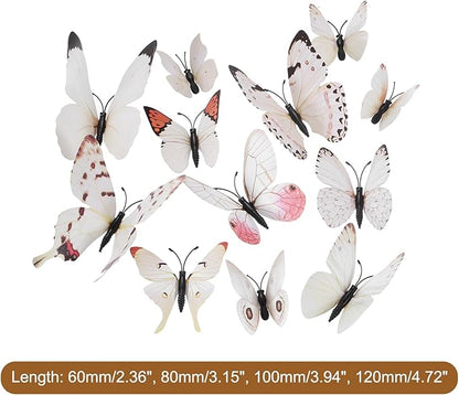 uxcell 120Pcs 3D Beautiful Butterfly Removable DIY Wall Stickers for Bedroom Living Room TV Background Decorations, White