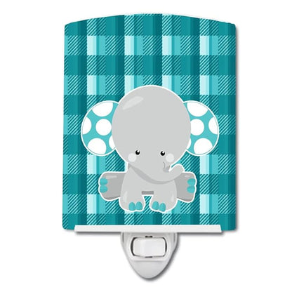 Caroline's Treasures BB6840CNL Plaid Elephant Ceramic Night Light Compact, UL-Certified, Ideal for Bedroom, Bathroom, Nursery, Hallway, Kitchen, 6x4x3, Multicolor