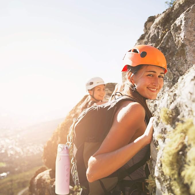 Valourgo 1L Collapsible Water Bottle BPA Free Portable Large Travel Mug Reusable Sports Bottle (35 oz Pink)