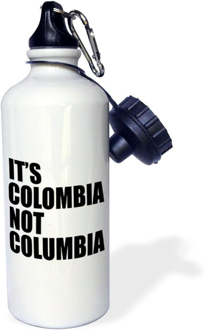 3dRose Its Colombia not Columbia Sports Water Bottle, 21 oz, Multicolor