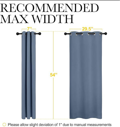 NICETOWN Kitchen Curtains with Grommet Top, Privacy & Room Darkening Thermal Insulated Draperies for Boys Bedroom, Nursery (Stone Blue, 34" Wide by 54" Long, Set of 2)