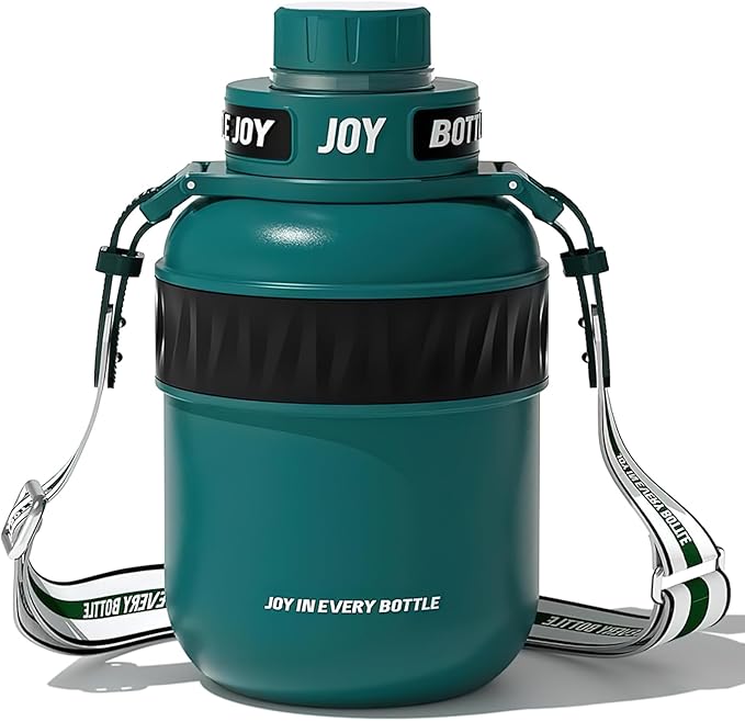 Stainless-Steel Water Bottle: Leakproof Lid, Perfect Sip, Double Insulated, Eco-Friendly, Dishwasher Safe & Stylish Strap (Forest, 32 oz)