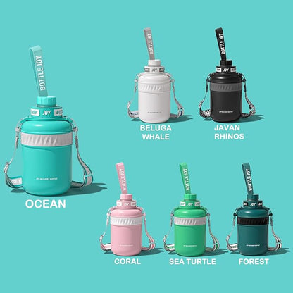 Stainless-Steel Water Bottle: Leakproof Lid, Perfect Sip, Double Insulated, Eco-Friendly, Dishwasher Safe & Stylish Strap (Ocean, 48 oz)