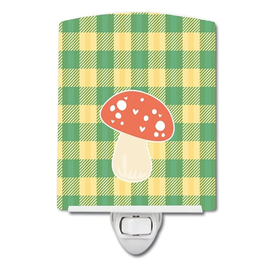 Caroline's Treasures BB6938CNL Mushroom Ceramic Night Light Compact, UL-Certified, Ideal for Bedroom, Bathroom, Nursery, Hallway, Kitchen, 6x4x3, Multicolor