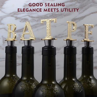 Miicol Wine Bottle Stopper, Prosecco Stopper, Gold Wine Stopper, Personalised Champagne Stopper, Initial Wine Stopper, Funny Prosecco Gift, Wine Lovers Gift, Kitchen Decor, Letter T