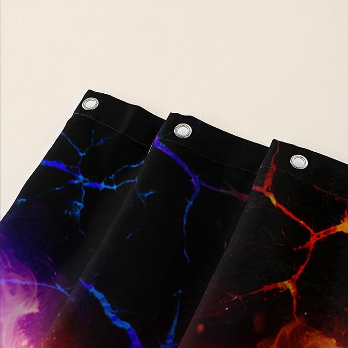 AILONEN Rose Shower Curtain for Bathroom,Purple Red Flame Fire Rose Hearts Print Bath Curtain,Modern Print Decoration Waterproof Shower Curtain with 12 Plastic Hooks, 36" W*72" H